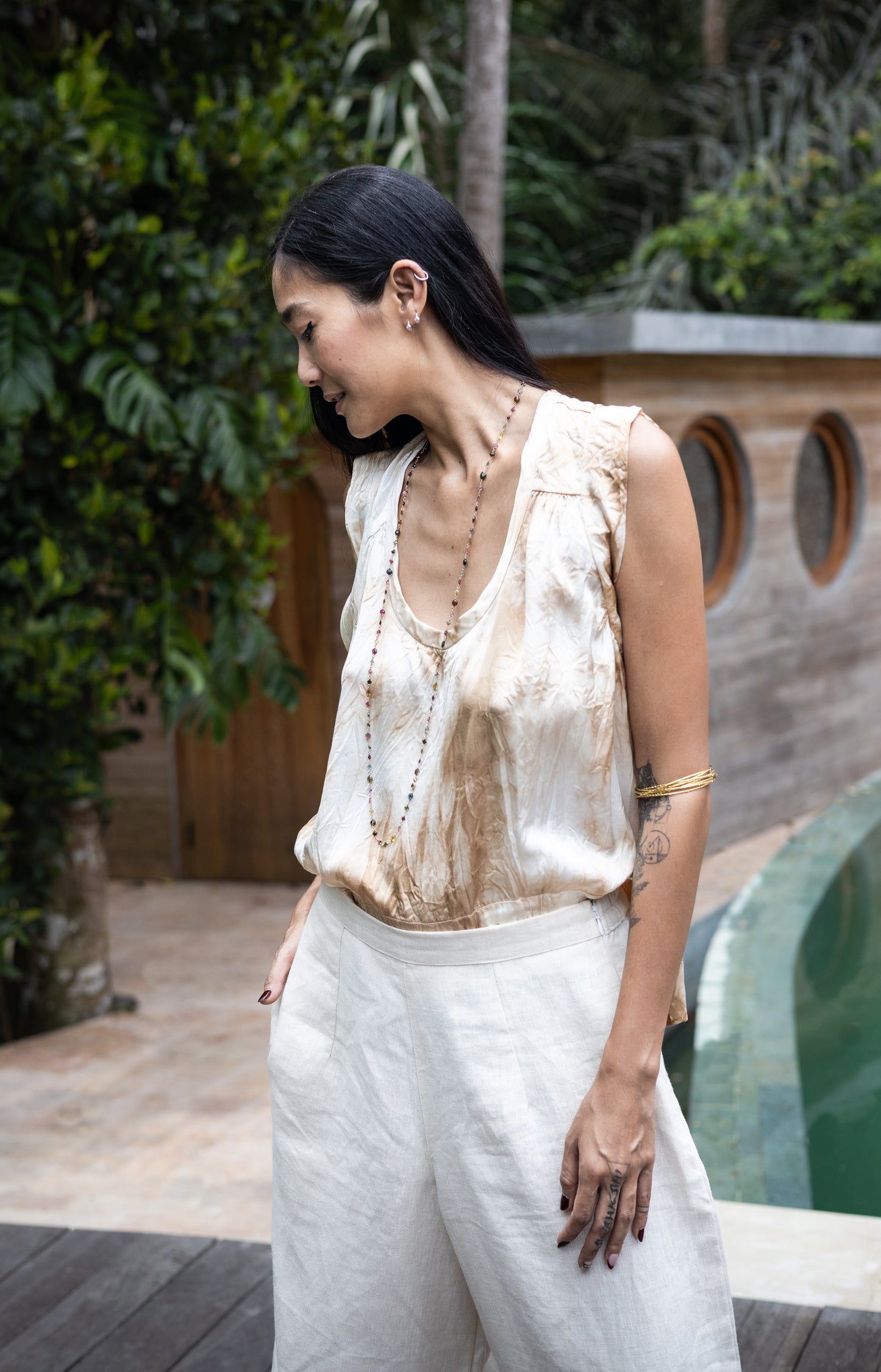 PRITHVI – Tea-Dyed Silk Top | Tea-Dyed