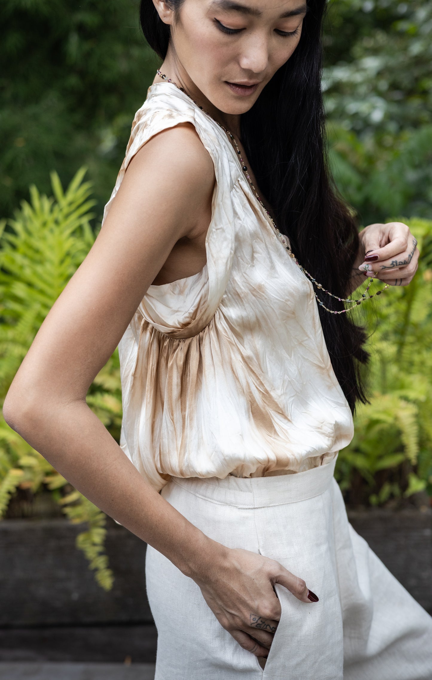 PRITHVI – Tea-Dyed Silk Top | Tea-Dyed