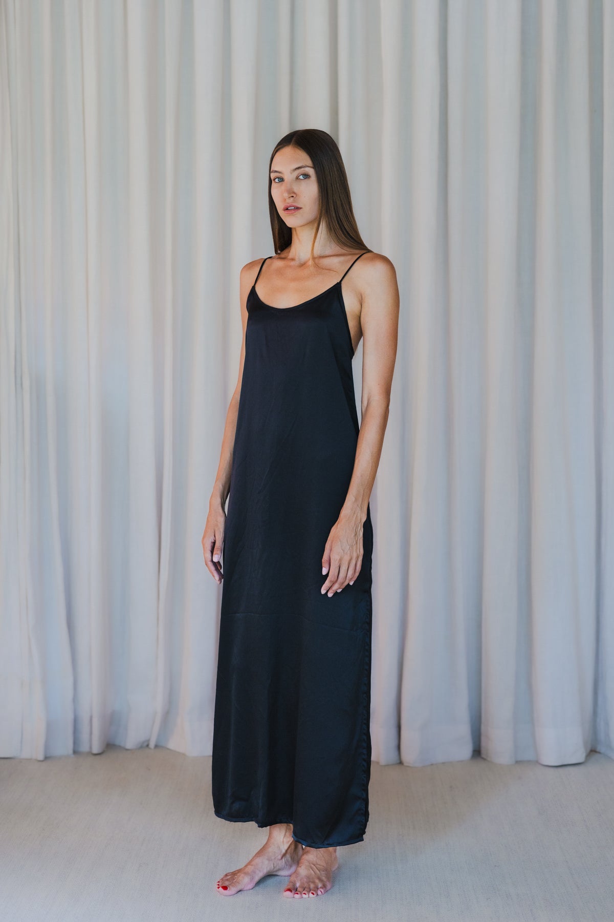 VAANI – Pure Silk Slip Dress | Midnight Black
