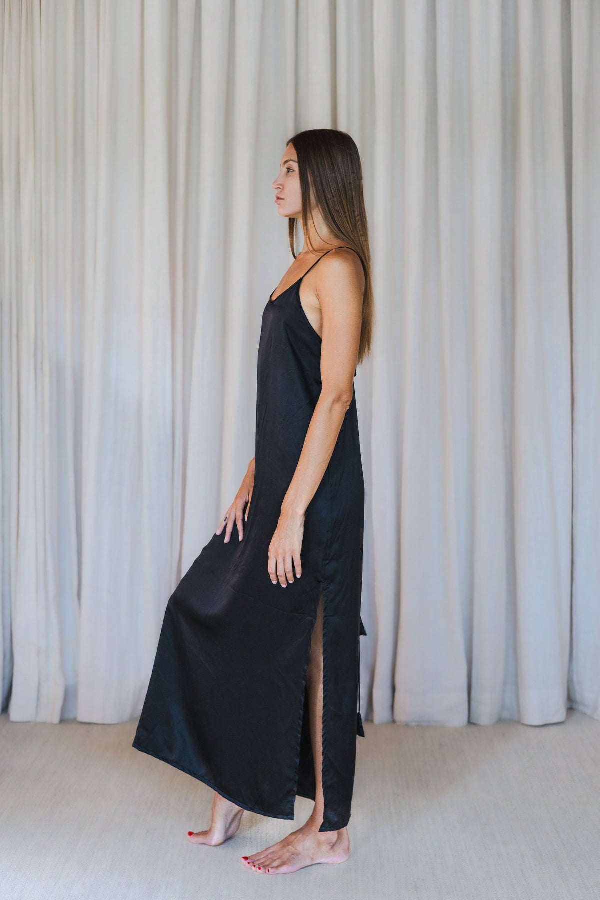 VAANI – Pure Silk Slip Dress | Midnight Black