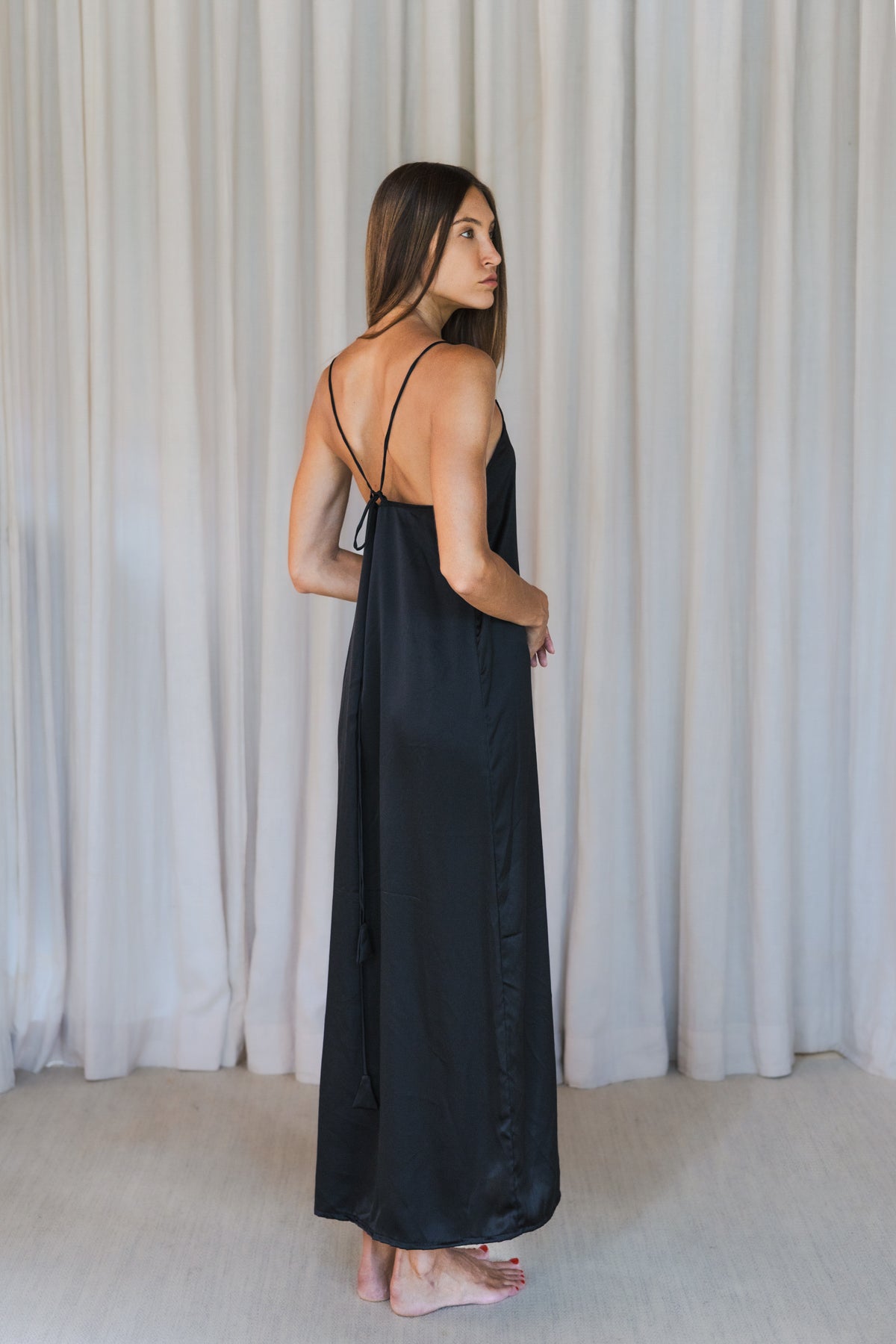 VAANI – Pure Silk Slip Dress | Midnight Black