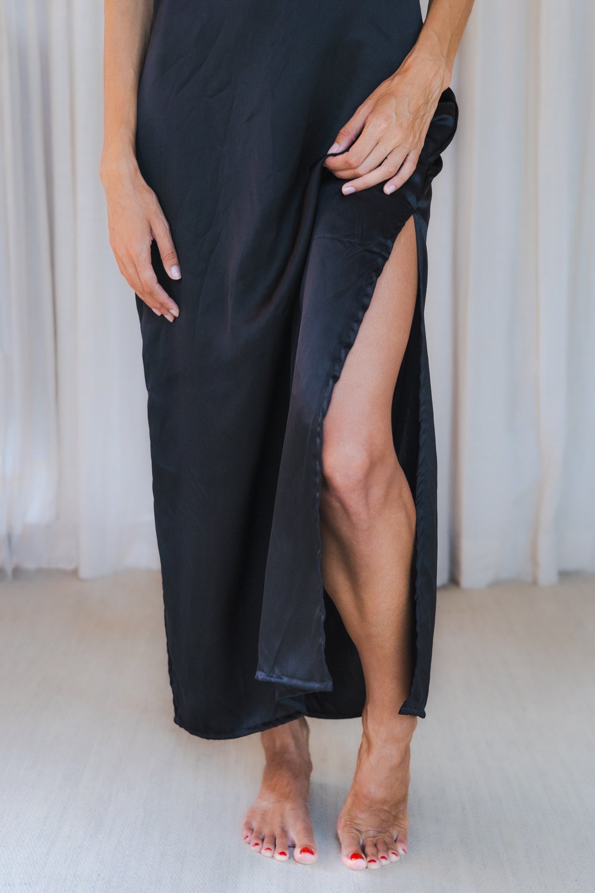 VAANI – Pure Silk Slip Dress | Midnight Black