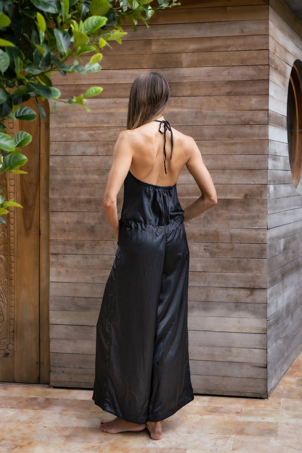 PRABHA – Pure Silk Romper | Midnight Black