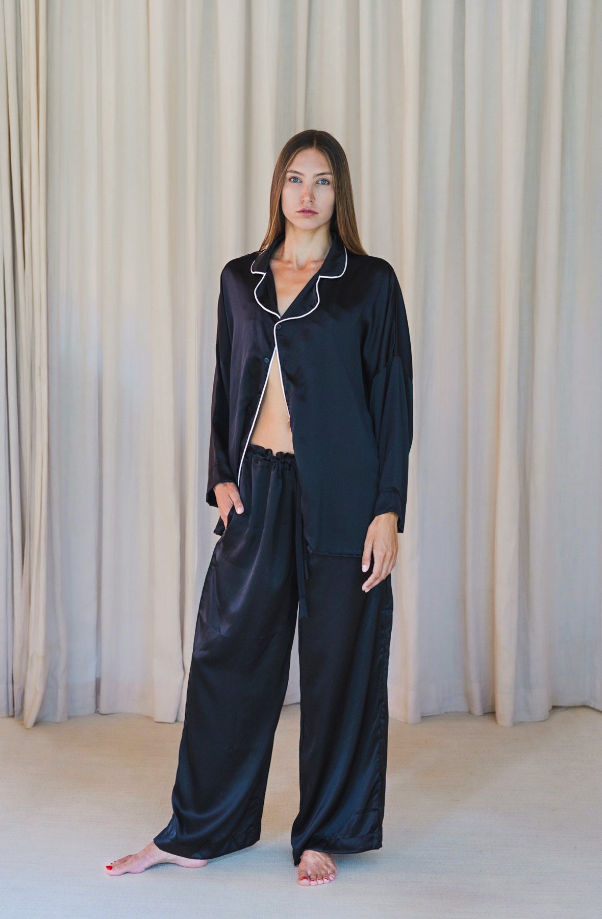 AMBA – Pure Silk Pajama Set | Midnight Black