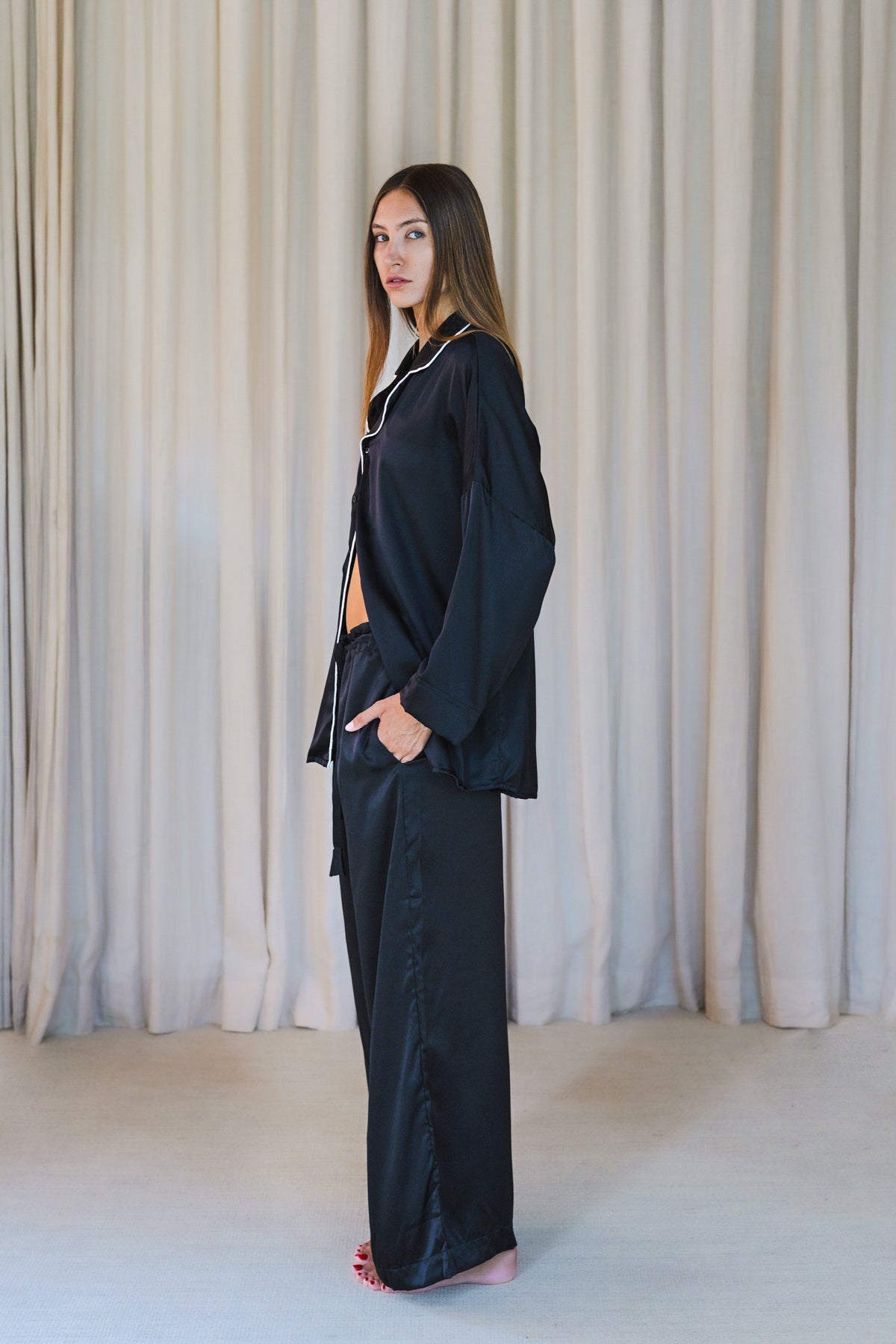 AMBA – Pure Silk Pajama Set | Midnight Black