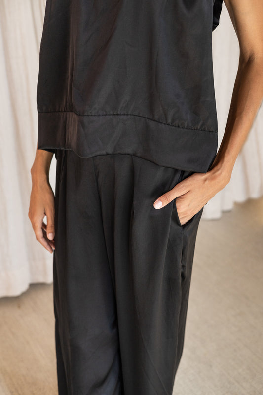 PRITHVI – Silk Top | Midnight Black