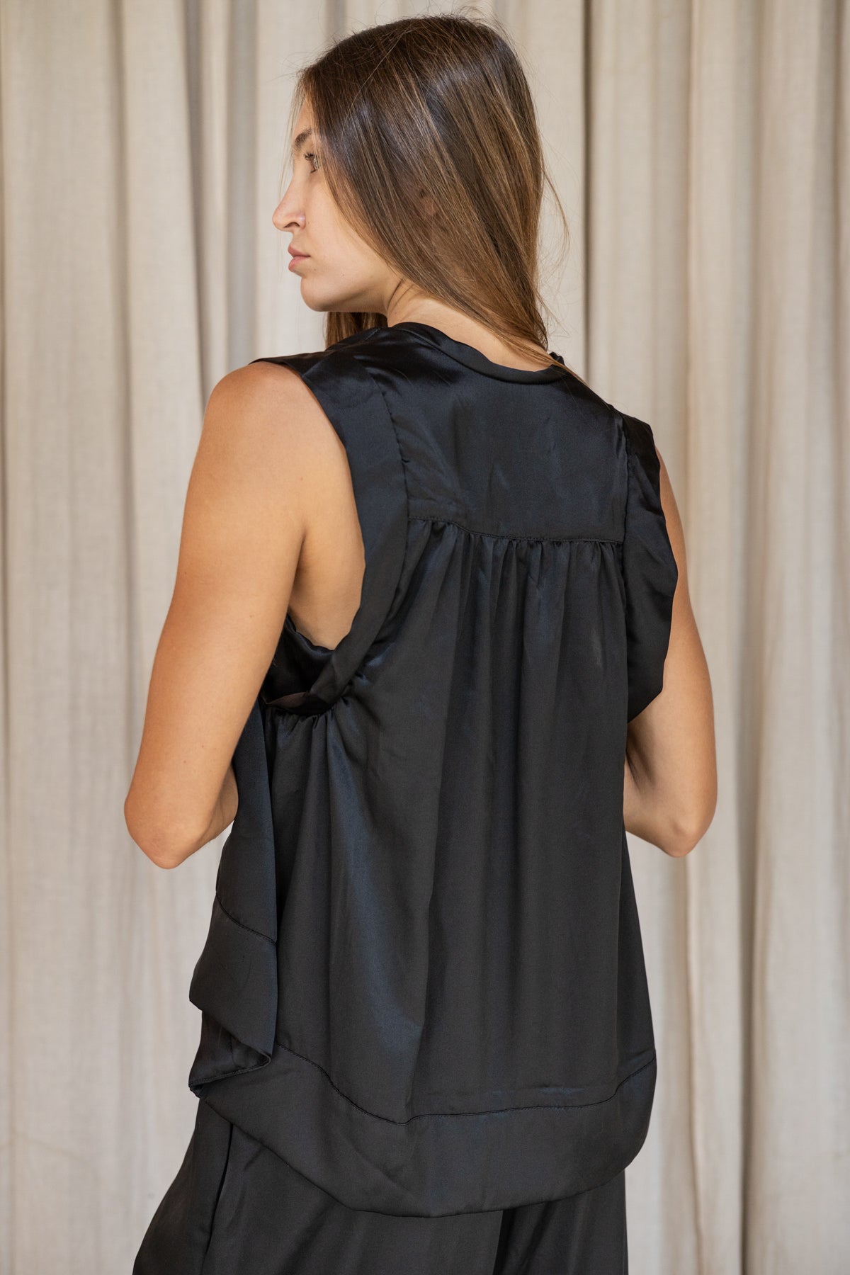 PRITHVI – Silk Top | Midnight Black