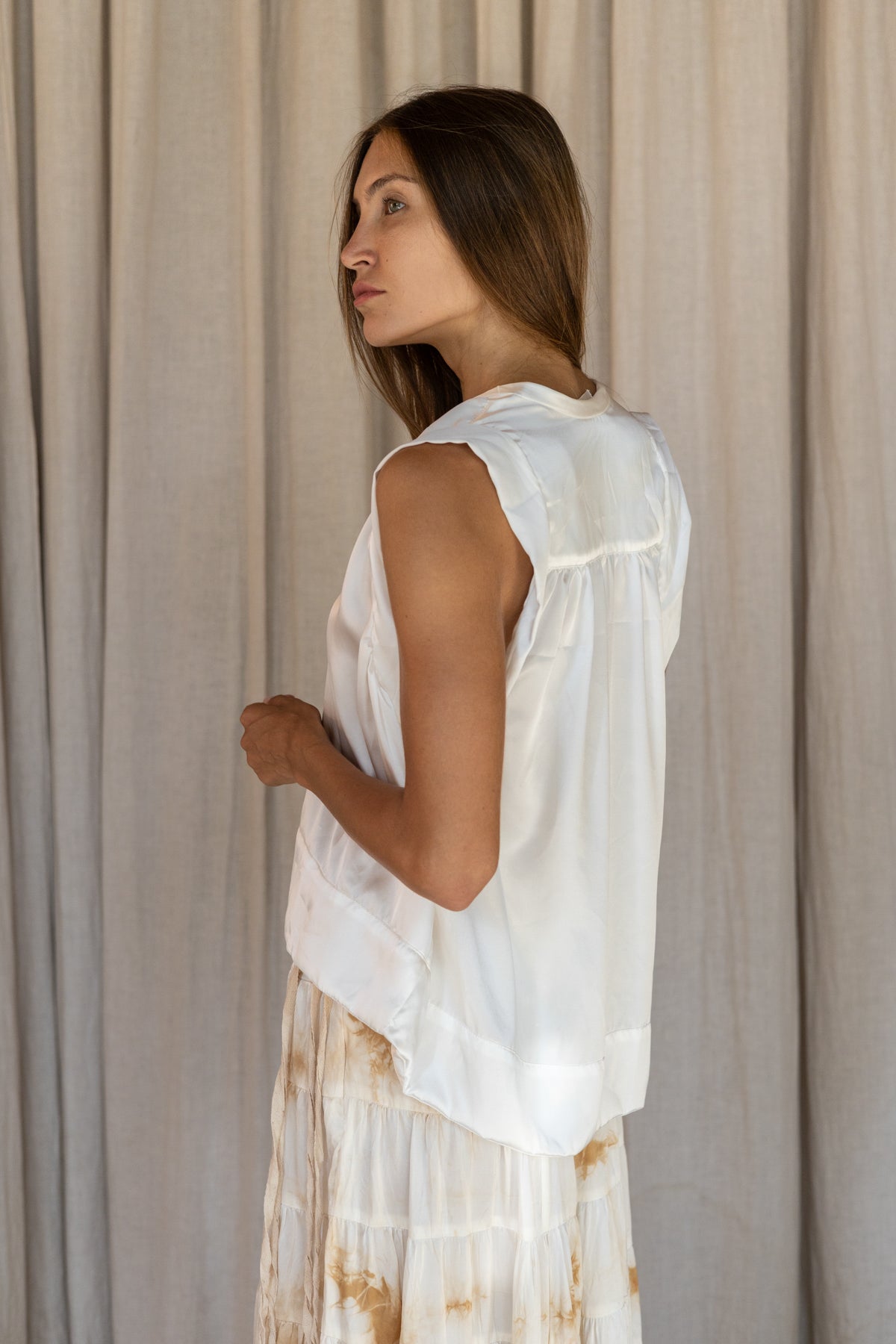 PRITHVI – Tea-Dyed Silk Top | Tea-Dyed