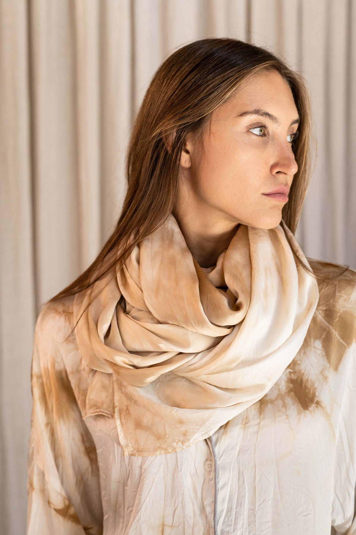 Oversized Tea-Dyed Silk Luxury Scarves