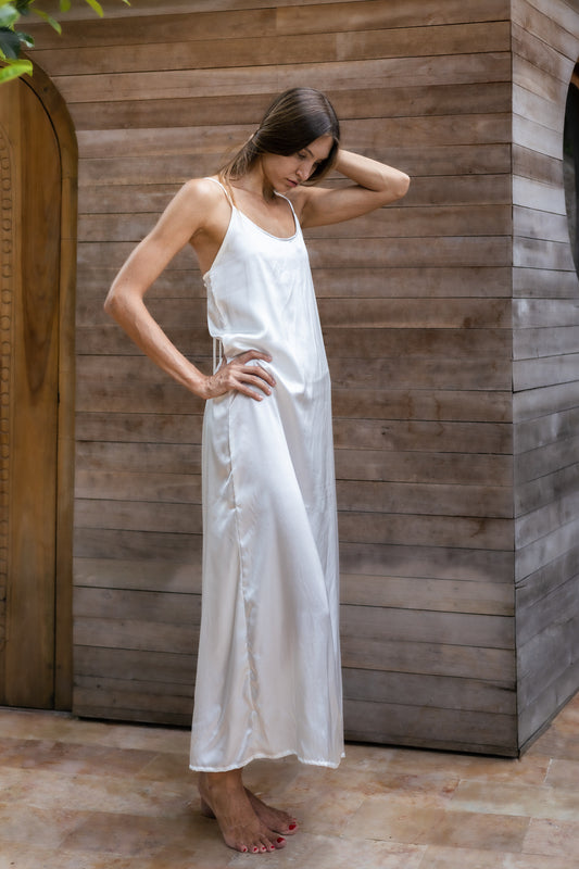 VAANI – Pure Silk Slip Dress | Ivory White