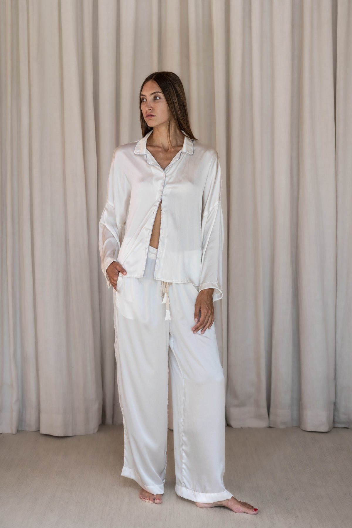 AMBA – Pure Silk Pajama Set | Ivory White